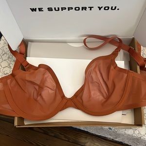 Cuup plunge mesh bra in Clay